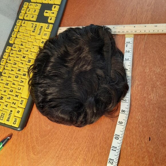NEW Bag ! 9x10 Men 100% Human Hair Cosplay Costume Wig Black main image 4
